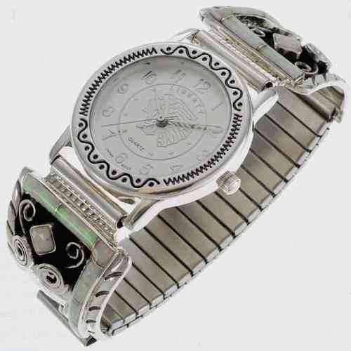 Uhrband Silber Opal