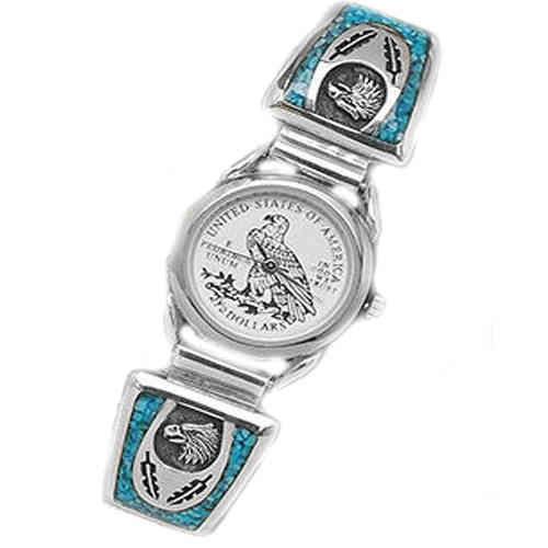 Uhrband Lady Silber Adler Türkis