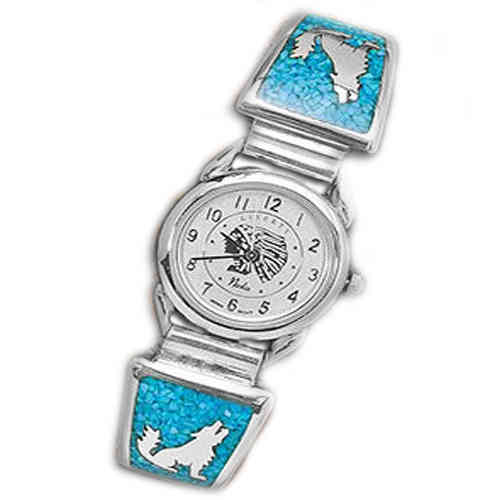 Uhrband Ladysize Silber Wolf Türkis