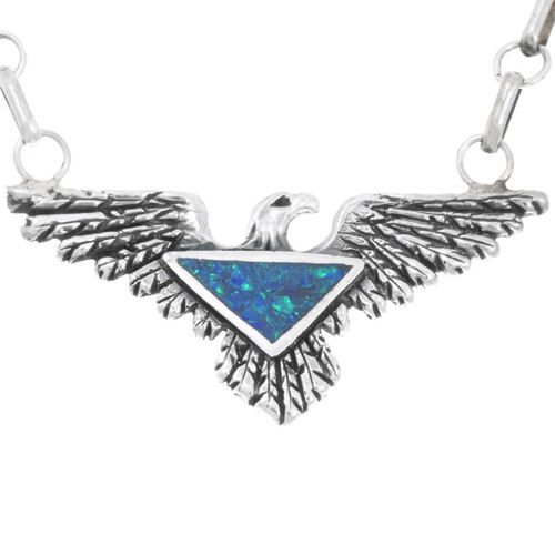 Halskette Silber Adler Opal
