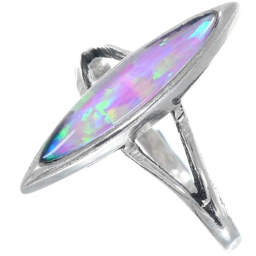 Ladies Ring Silber Opal-Navette
