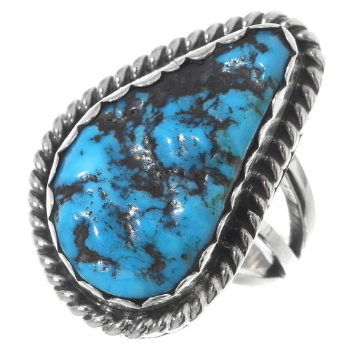 Silberring Deep Blue Turquoise Nugget