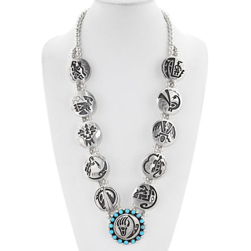 Halskette Silber Türkis HOPI-Patterns
