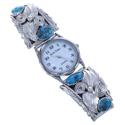 Uhrband Silber floral Türkise