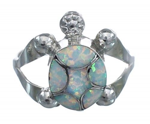Silberring Turtle Opal-Inlay ZUNI